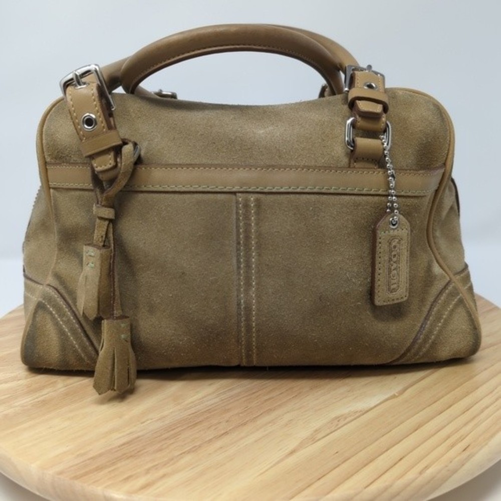 Coach Tan Leather Suede Small Duffle Purse